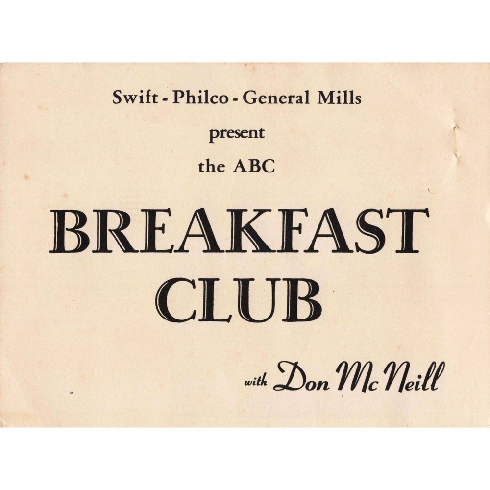 Vintage 1940s ABC Breakfast Club Radio Promo Card Don McNeill VG- - Picture 2 of 2